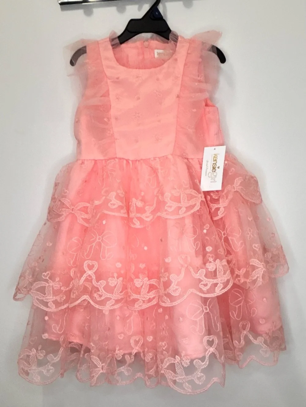 Girls Pink Princess Dress Lace Tulle Party Birthday Elegant NWT - Picture 3 of 5
